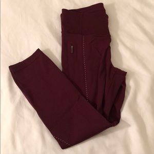 Lululemon running Capri leggings in burgundy